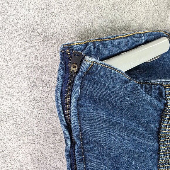 Womens Wrangler Blue Denim Corset Playsuit Strapless Smocked Back Side Zip L - Picture 5 of 12